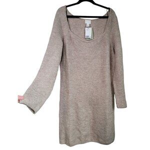 NWT H&M Women's Wool Blend Square Neckline Beige Knit Sweater Dress Size XXL